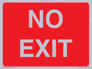 NO EXIT red background